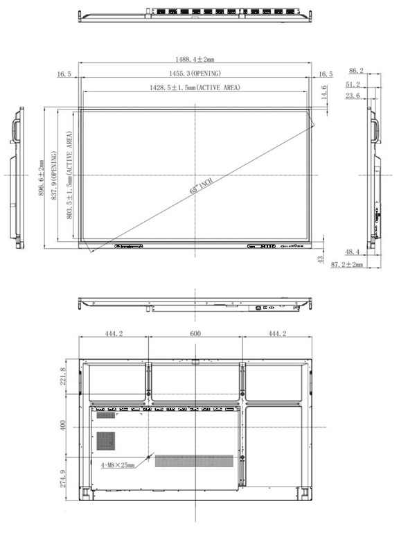 Interaktívny dotykový monitor Avtek TouchScreen 8.1 Mate G 65"