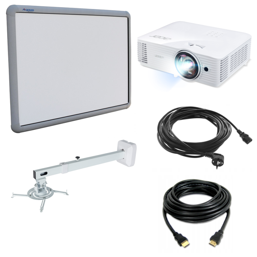 Částečně repasovaná interaktivní sestava - nový projektor a repasovaná tabule - Interaktivní tabule: QOMO QWB200-BW, Projektor: Acer S1286H