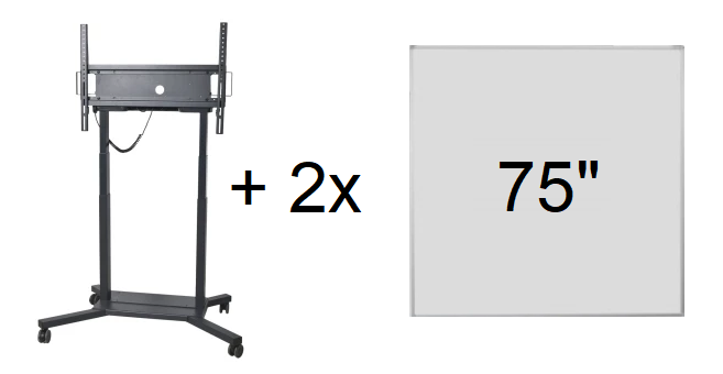 Mobilný stojan s motorizovaným zdvihom Avtek DS1000 - Uzamykateľná odkladacia skrinka: Nie, Krídlové rozšírenie: Krídla 75"