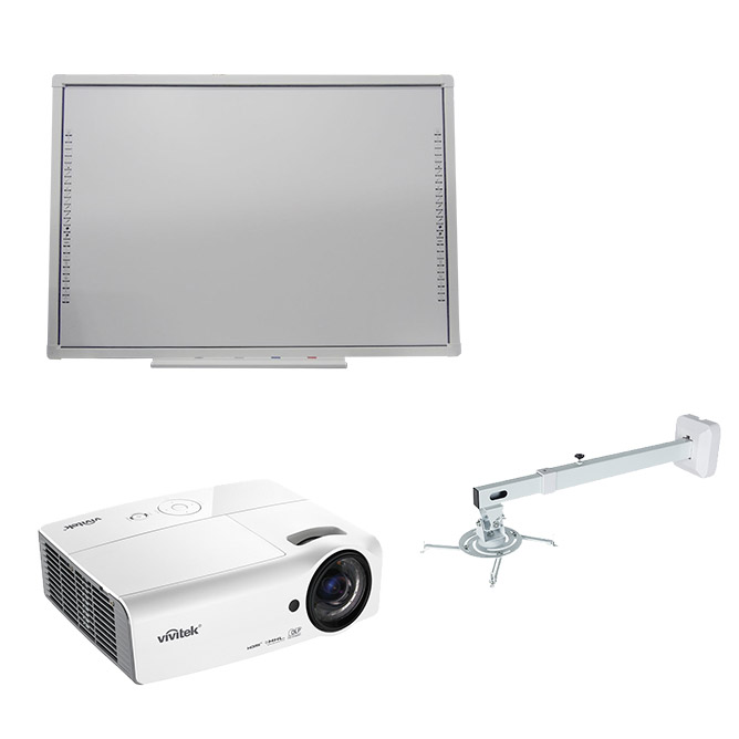 Fixní umístění na zeď (interaktivní tabule, projektor, držák, kabeláž) - Interaktivní tabule: PRO-Board 78, Projektor: Vivitek DX335-ST, Držák na projektor: Avtek WallMount Next 1200