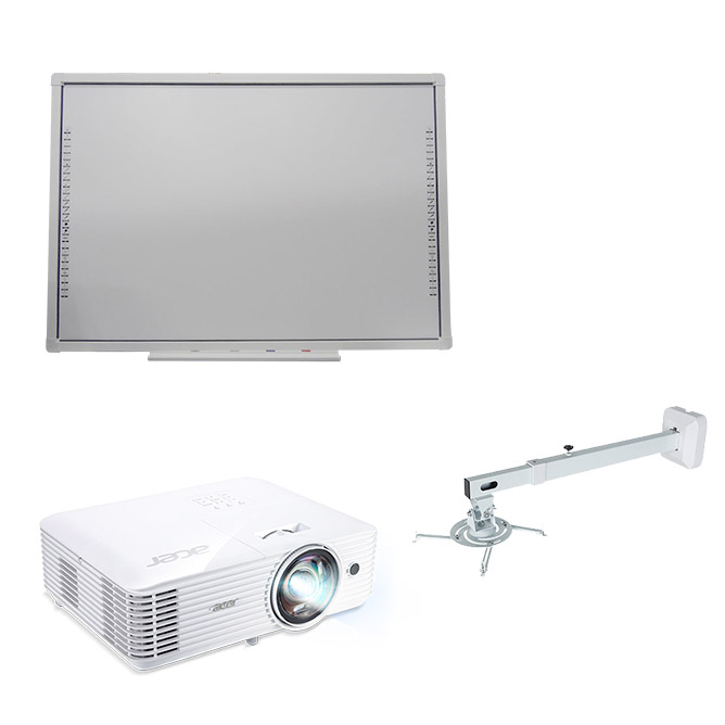 Fixní umístění na zeď (interaktivní tabule, projektor, držák, kabeláž) - Interaktivní tabule: PRO-Board 78, Projektor: Acer S1286H, Držák na projektor: Avtek WallMount Next 1200
